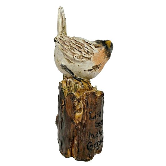 TII Collections Life Begins in the Garden Resin Bird on a Log Outdoor Figurine - Picture 4 of 5